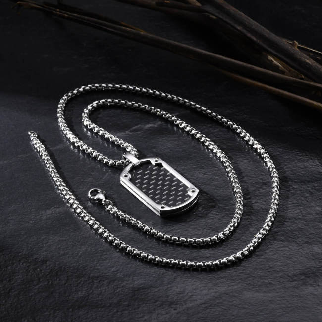 Wholesale Stainless Stee Carbon Fiber Dog Tag Pendant