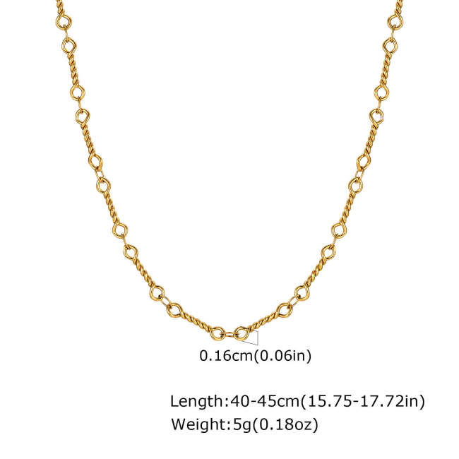 Wholesale Stainless Steel Gold Twisted Bracelet and Necklace Set