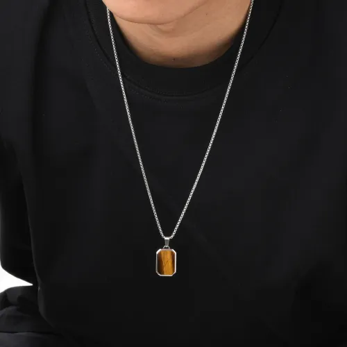 Wholesale Stainless Steel Men Octagonal Pendant with Stone