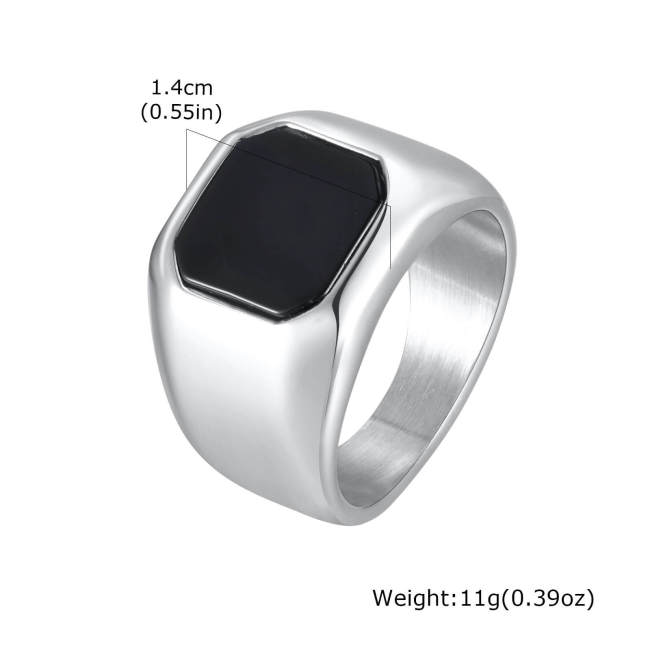 Wholesale Stainless Steel Black Onyx Band Ring