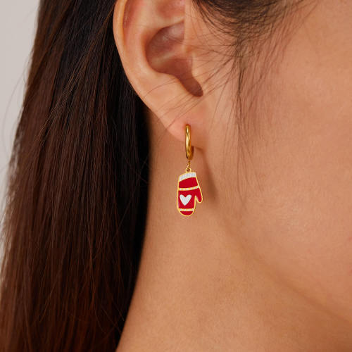 Wholesale Stainless Steel Christmas Glove Earrings