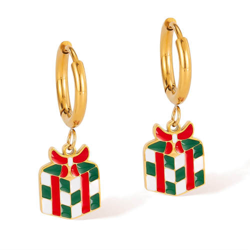 Wholesale Stainless Steel Christmas Box Earrings