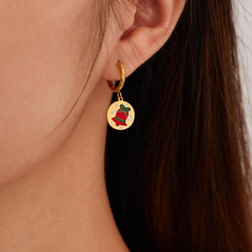 Wholesale Stainless Steel Christmas Bell Earrings