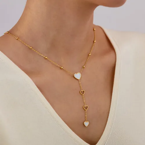 Wholesale Stainless Steel Heart Drop Y Necklace