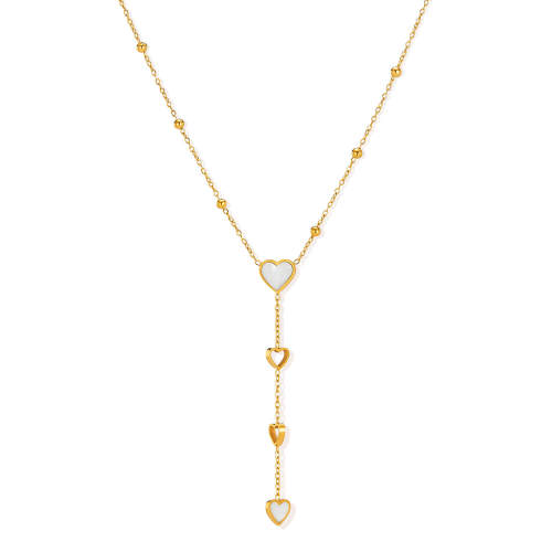 Wholesale Stainless Steel Heart Drop Y Necklace