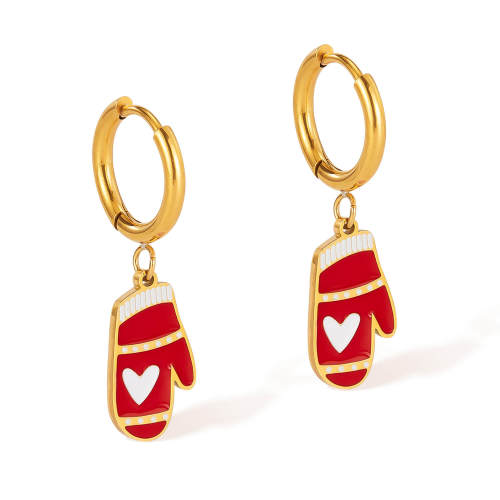 Wholesale Stainless Steel Christmas Glove Earrings