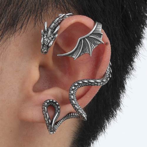 Wholesale Stainless Steel Flaming Dragon Left Earring
