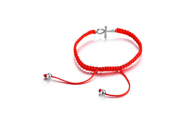 Wholesale Stainless Steel Adjustable Red Rope Anka Cross Bracelet