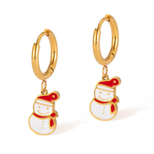 Wholesale Stainless Steel Christmas Snowman Earrings