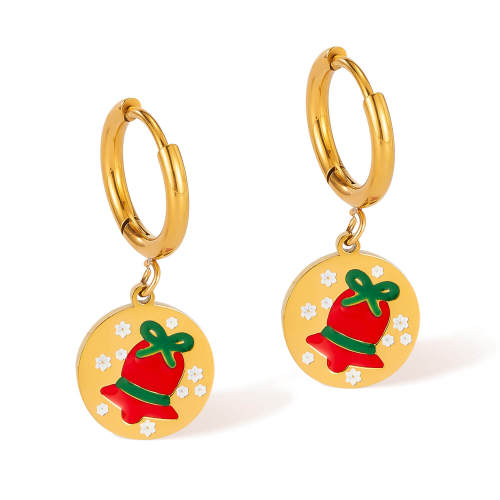 Wholesale Stainless Steel Christmas Bell Earrings