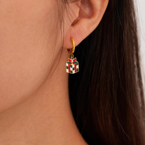 Wholesale Stainless Steel Christmas Box Earrings
