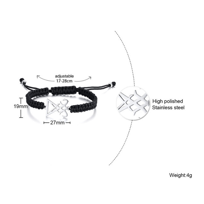 Wholesale Stainless Steel Braided Satanic Symbol Bracelet