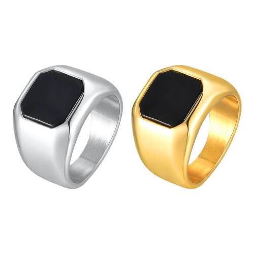 Wholesale Stainless Steel Black Onyx Band Ring