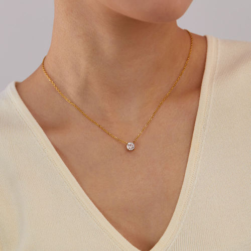 Wholesale Stainless Steel Striking CZ Drop Necklace