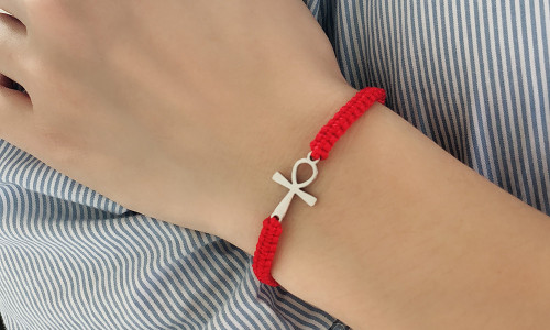 Wholesale Stainless Steel Adjustable Red Rope Anka Cross Bracelet