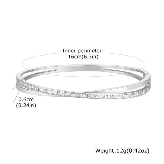 Wholesale Stainless Steel White CZ Interlocking Bangle