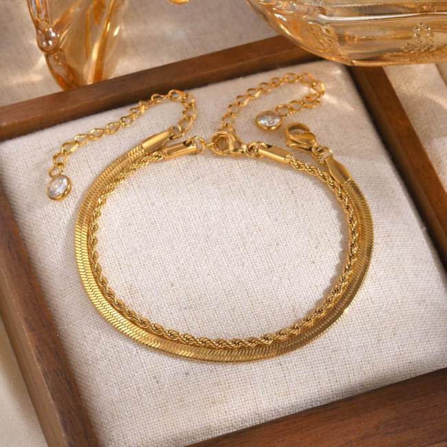 Wholesale Stainless Steel Ins Double Layer Bracelet