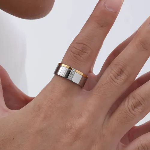 Wholesale Stainless Steel 4 Zirconia Band Ring