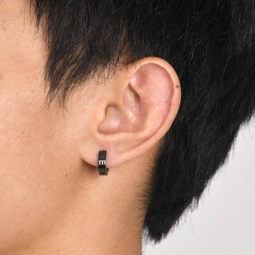 Wholesale Stainless Steel Men Double Groove Earring