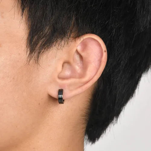 Wholesale Stainless Steel Men Double Groove Earring