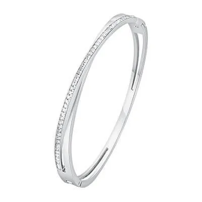 Wholesale Stainless Steel White CZ Interlocking Bangle
