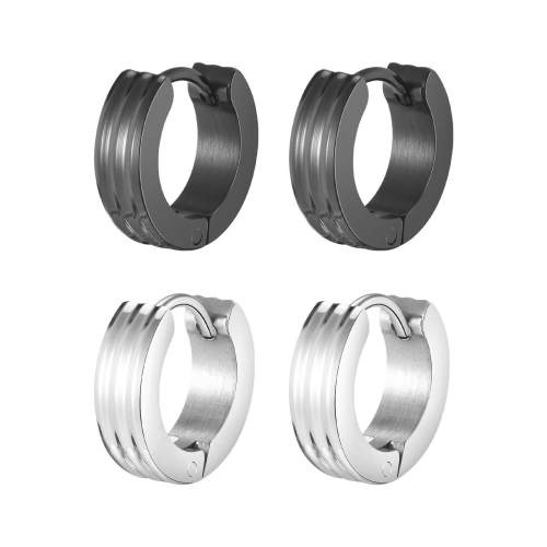 Wholesale Stainless Steel Men Double Groove Earring