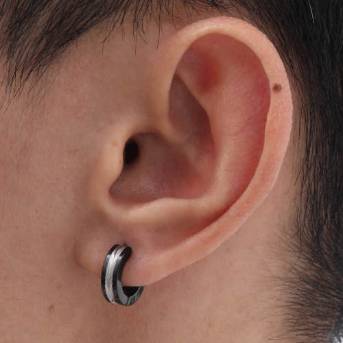 Wholesale Stainless Steel Two-tone Huggie Earrings