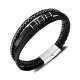 Wholesale Stainless Steel Layer Braided Leather Bracelet
