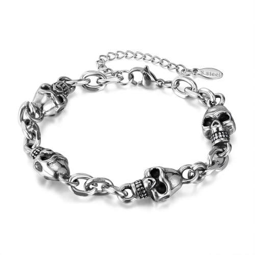 Wholesale Stainless Steel Skull Link Chain Bracelet