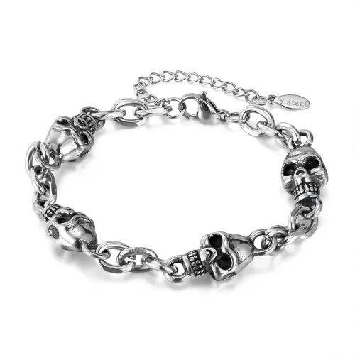 Wholesale Stainless Steel Skull Link Chain Bracelet