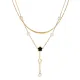 Wholesale Stainless Steel Pearl Double Layered Necklace