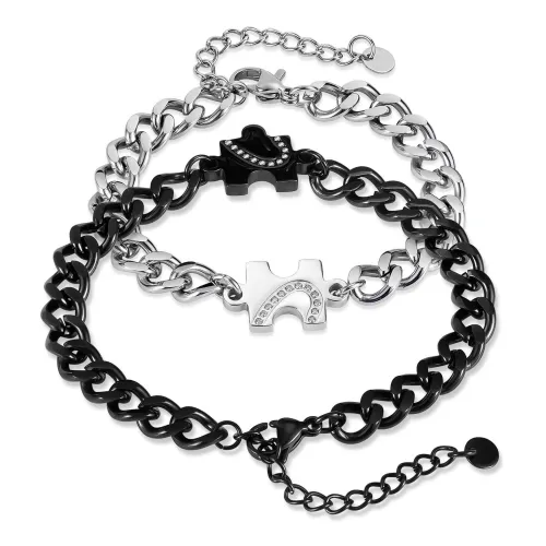 Wholesale Stainless Steel Heart Puzzle Couple Bracelet