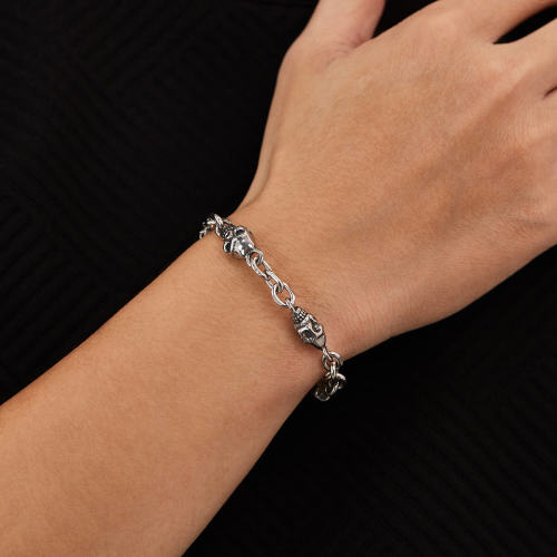 Wholesale Stainless Steel Skull Link Chain Bracelet