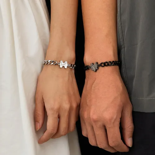 Wholesale Stainless Steel Heart Puzzle Couple Bracelet