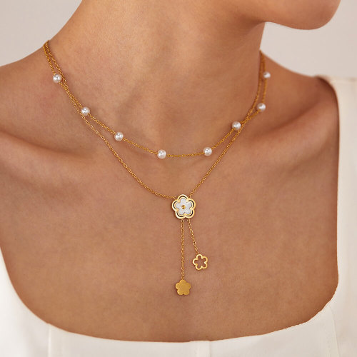 Wholesale Stainless Steel Tassel Pearl Necklace