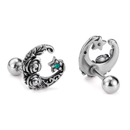 Wholesale Stainless Steel Mens Punk Rose Star Earrings