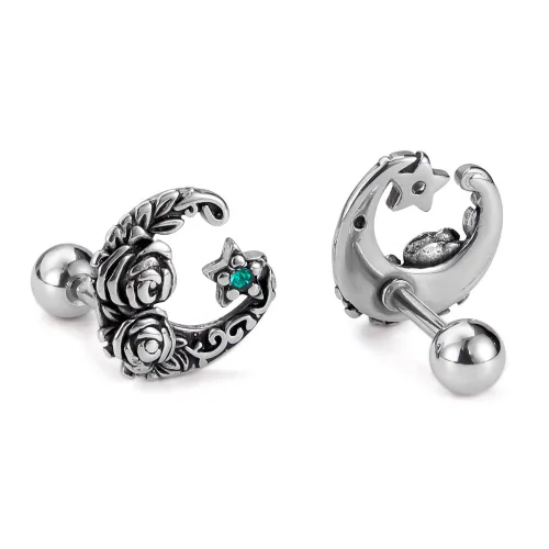 Wholesale Stainless Steel Mens Punk Rose Star Earrings