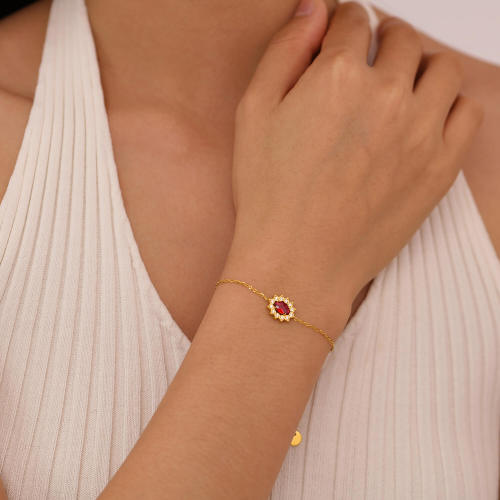 Wholesale Stainless Steel Bracelet with Red CZ
