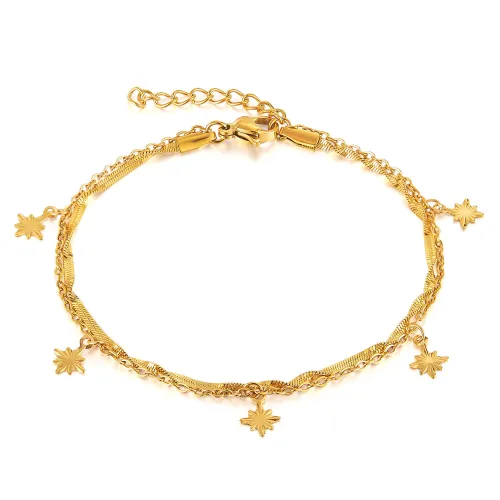 Wholesale Stainless Steel Gold Double Stacked Bracelet