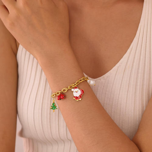 Wholesale Stainless Steel Christmas Embossed Chunky Bracelet