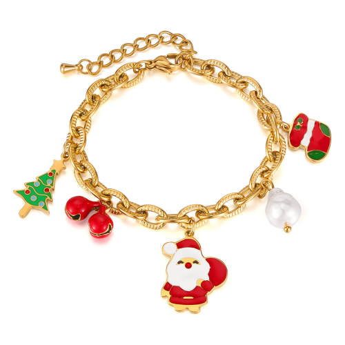 Wholesale Stainless Steel Christmas Embossed Chunky Bracelet