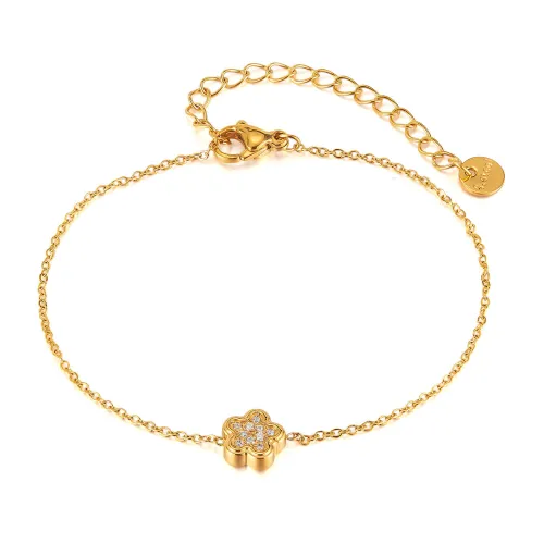 Wholesale Stainless Steel Five Leaf Flower Bracelet