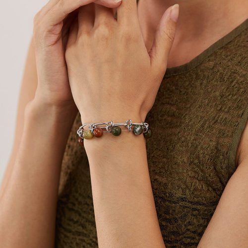 Wholesale Stainless Steel Fashion Natural Stone Bracelet