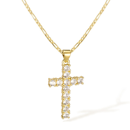 Wholesale Copper CZ Cross Necklace