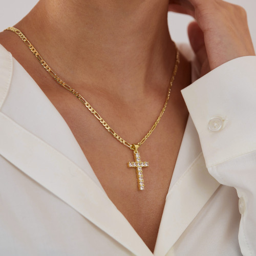 Wholesale Copper CZ Cross Necklace