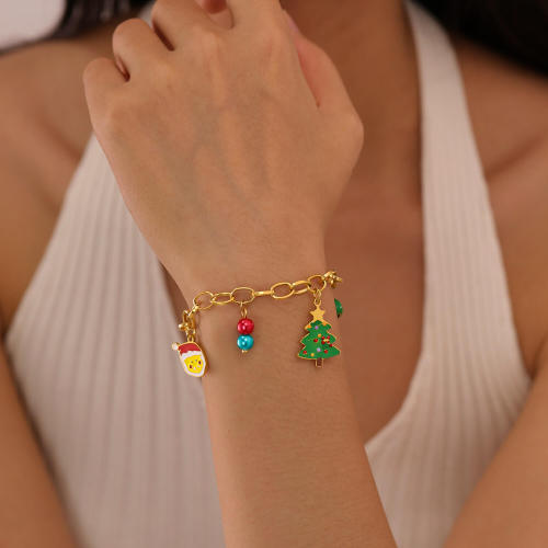 Wholesale Stainless Steel Christmas Tree Bell Bracelet
