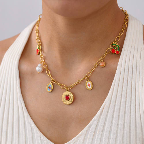 Wholesale Stainless Steel Creative Fruit Necklace