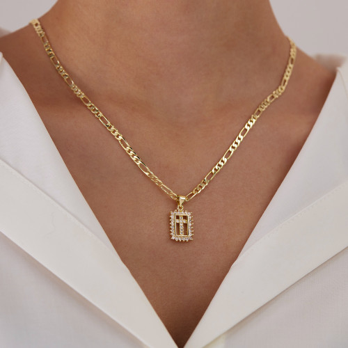 Wholesale Copper Zirconia Cross Necklace