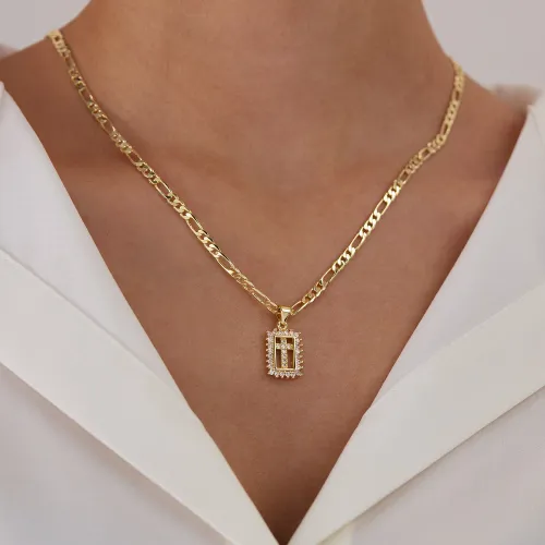 Wholesale Copper Zirconia Cross Necklace