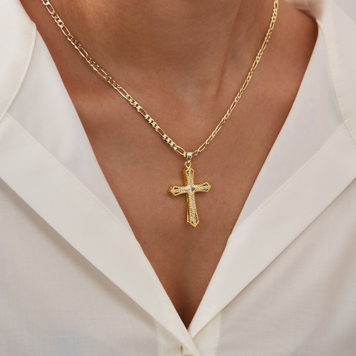 Wholesale Copper Gold Plated Cross Necklace